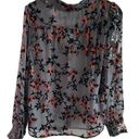 Modcloth Gray Cherry Blossom Sheer Velvet Puff-Sleeve Button-Up Photo 2