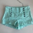 Forever 21 Women's Multiple Buttons Denim Shorts High Waist Jean Shorts Mint Photo 0