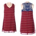 Luxology crotchet lace back red and blue shift dress size medium Photo 1