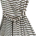 Banana Republic  Dress Womens XS Tan White Stripe Wrap V Neck Tie Waist Stretch Photo 2