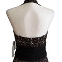 Donna Morgan  Dress Halter Brown Black White Print Ruched Waist Dress Size 8 NEW Photo 5