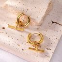 18K Gold Geometric Hoop Earrings, Stud Earrings, Women Earrings Photo 2