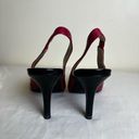 Anne Klein  Yavari Slingback Pumps Leather Polished Cap Toe Two Tone Black Red 7 Photo 3