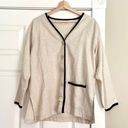 Kathie Lee Collection Beige and Black Linen-Type Button Up Cardigan Photo 0