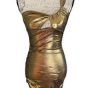 Micas  Gold Metallic One Shoulder Ruched Mini Dress X-Small Photo 1