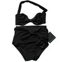 Norma Kamali  Size Medium Bikini Set Black Diaper Tie Bottoms Halter Top Photo 5