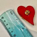 Vintage double heart hand painted pin Red Photo 4