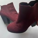 Call it spring Burgundy Vegan Suede Booties Round Toe Block Heel Chelsea Boots Red Size 7 Photo 3