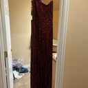 Windsor Burgundy One-Shoulder Sequin Dress Photo 3