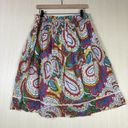 Studio West  Women's Skirt Sz M Colorful Paisley Cotton Pleated Elastic Waist Photo 7