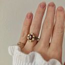 Vintage “Edvarda” Avon Ruby Pearl Gold Ring Victorian Gothic Edwardian Glam Jewelry Red Photo 1