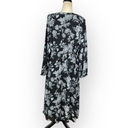 Jason Wu J  Long Sleeve Chiffon Duster Dress Women's Medium Black Blue Floral Photo 4