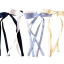 Amazon  Essential Navy White Cream Blue Silk Ribbon Hair Clip Set Photo 0