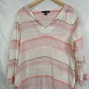 Tommy Bahama  Porta Stripe Tunic Top Size M White Pink Gauze Gauzy Hooded Beach Photo 3