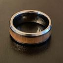 Edge Wood inlay tungsten carbide  ring size 9 Photo 1