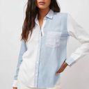 Rails NEW  Ingrid Raw Button Down Shirt Size Small Patch Work Blue White Women's Photo 0