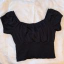 Active USA Black Front Knot Tie Crop Top Photo 2