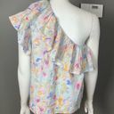 Something Navy Revolve  one shoulder top pastel ruffle floral print size medium Photo 6