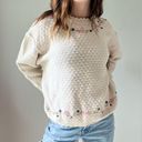 Northern Reflections  Cream Floral Embroidered Knit Sweater Size XL Photo 2