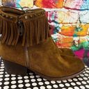 Baretraps  Wendell fringed leather boots sz 6.5 Booties Side Zip Western Boho Photo 0