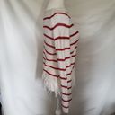 W By Worth  Womens Sweater Size S Stripe Fringe Open Knit White Red Long Sleeve Photo 6