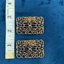 Vintage 60s MUSI Signed Goldtone Metallic Filigree Rectangle Shoe Clips Photo 6