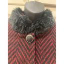 Bob Mackie  Winter Fleece Jacket Red and Black Chevron Faux Fur Trim - 1X Photo 1