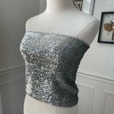 MKM Designs Vintage 80s  Silver Sequins Tube Top L Photo 1