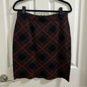 J. McLaughlin  Plaid Pencil Mini Skirt Women’s size Medium Black Red Green Gold Photo 0