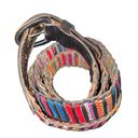 Stitched woven Genuine Leather Aztec Ethnic Boho Indie Print Belt size 42 pink Photo 2