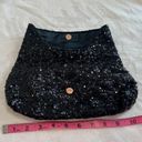 Victoria's Secret Victoria’s Secret Black Sequin Clutch Purse Zipper Pocket Rose Finish Hardware Photo 4