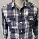 Roxy Plaid Blue Flannel Button Down Long Sleeve Shirt Size Small Photo 1