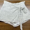 Pink Lily Size S Tan & White Striped Tie Front Skort Shorts Photo 0