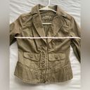 Gap  Women's Denim Jacket Brown Olive Zip Collared Short Peplum Bohemian Photo 8