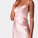 Bebe Rose Satin Cowl Neck Slip Midi Dress Large Photo 1