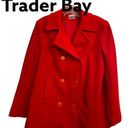 Trader Bay Vintage Red Wool Pea Coat sz 8 Photo 1