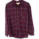 Thread and Supply NWT  Relaxed Plaid Flannel Buttondown Shirt Wine Size XS NEW Photo 0