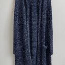 J.Jill  Azure Blue White Azalea Open Front Long Duster Topper Cardigan Sweater Photo 1