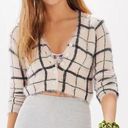 Urban Outfitters  Cher Fuzzy Plaid Cropped Cardigan size small Photo 0