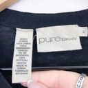 DKNY Pure  Women's 100% Linen Black Button Down Crop Top Medium Slim Minimalist Photo 2