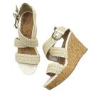 BKE Buckle  Sole Reid Cream & Cork Platform Woven Strap Sandals Women’s Size 8.5 Photo 14