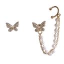 Bluetique Personality Pearl Butterfly Asymmetric Chain Earrings  Photo 0