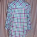 SO Blue Purple Plaid Check  Button Front 3/4 Sleeve Cotton Shirt. Size XL. Photo 5