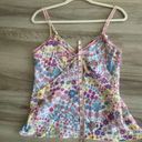 Natori Josie  M Floral Y2K Sheer V Neck Top Photo 2