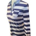 Tommy Hilfiger  Vintage Women's Long Sleeve Blue Stripe Half Buttoned Shirt Size Photo 5