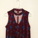 Xhilaration  O-Ring Velvet Shift Dress Burgundy Maroon Red Floral Choker Cutout M Photo 2