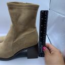 Anne Klein  Astrid Ankle Boots Camel Faux Suede Round Toe Zip Block Heel Sz 7.5M Photo 3