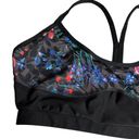 Gottex  Floral Sports Bra Size Medium Black Mesh Athletic Workout Gym Racerback Photo 3