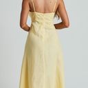 BRETTE MIDI DRESS - LINEN LOOK STRAIGHT NECK STRAPPY FIT AND FLARE DRESS IN LEMON Photo 2