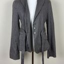 BCBGMAXAZRIA  Blazer Jacket Women S Gray Linen Pinstripe Belted Stretch Button Up Photo 7